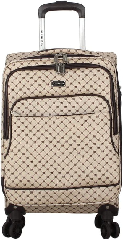 Designer Luggage Collection - Lightweight Softside Expandable Suitcase for Men & Women - Durable 20 Inch Carry On Bag with 4-Rolling Spinner Wheels (Chalet Pink, 20in)