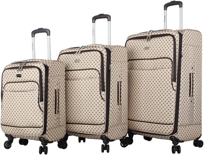 Designer Luggage Collection - Lightweight Softside Expandable Suitcase for Men & Women - Durable 20 Inch Carry On Bag with 4-Rolling Spinner Wheels (Chalet Pink, 20in)