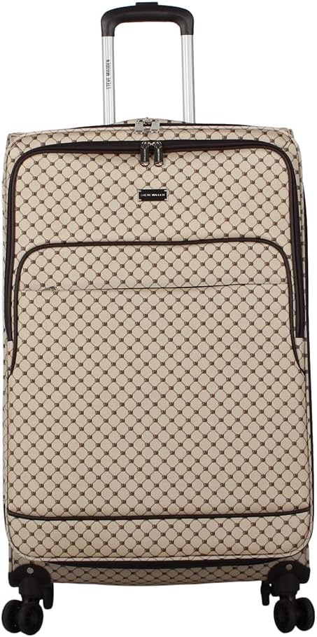 Designer Luggage Collection - Lightweight Softside Expandable Suitcase for Men & Women - Durable 20 Inch Carry On Bag with 4-Rolling Spinner Wheels (Chalet Pink, 20in)