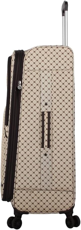 Designer Luggage Collection - Lightweight Softside Expandable Suitcase for Men & Women - Durable 20 Inch Carry On Bag with 4-Rolling Spinner Wheels (Chalet Pink, 20in)