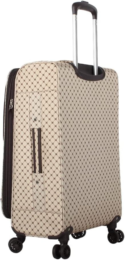 Designer Luggage Collection - Lightweight Softside Expandable Suitcase for Men & Women - Durable 20 Inch Carry On Bag with 4-Rolling Spinner Wheels (Chalet Pink, 20in)