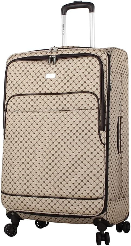 Designer Luggage Collection - Lightweight Softside Expandable Suitcase for Men & Women - Durable 20 Inch Carry On Bag with 4-Rolling Spinner Wheels (Chalet Pink, 20in)