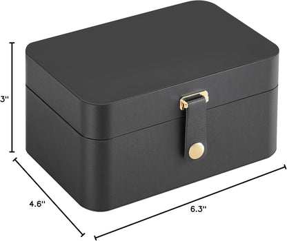 GISELLA Collection - Travel Jewelry Organizer, 2-Layer Jewelry Case Holder with Shiny Metal Hardware, Portable, Premium Velvet, for Earrings Necklaces, Slate Grey UJBC166G01