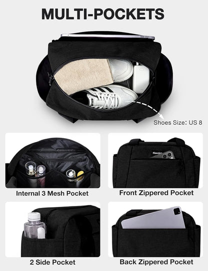 14 inch Small Gym Bag for Women & Men, Lightweight Carry On Mini Duffle Bag with Multiple Pockets, Sports Bag for Travel and Workout.
