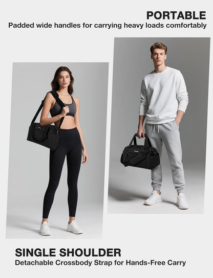 14 inch Small Gym Bag for Women & Men, Lightweight Carry On Mini Duffle Bag with Multiple Pockets, Sports Bag for Travel and Workout.