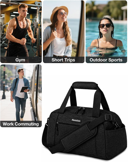 14 inch Small Gym Bag for Women & Men, Lightweight Carry On Mini Duffle Bag with Multiple Pockets, Sports Bag for Travel and Workout.