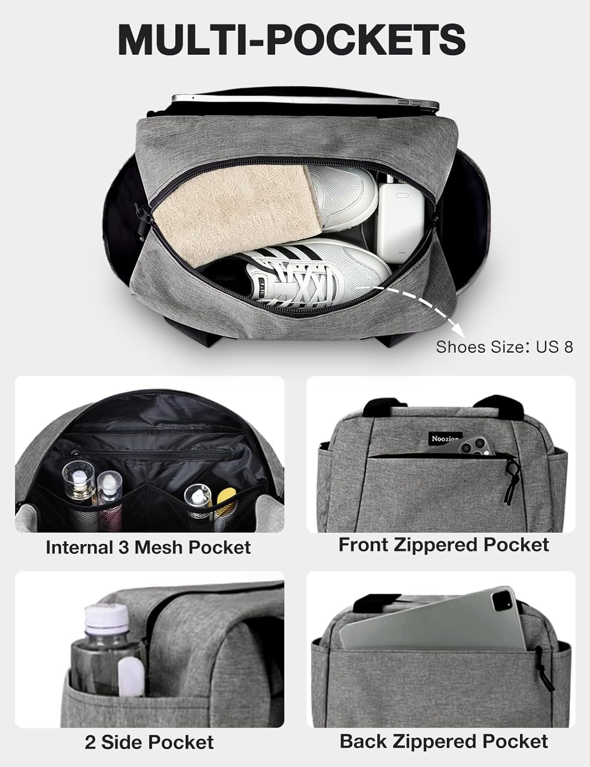 14 inch Small Gym Bag for Women & Men, Lightweight Carry On Mini Duffle Bag with Multiple Pockets, Sports Bag for Travel and Workout.