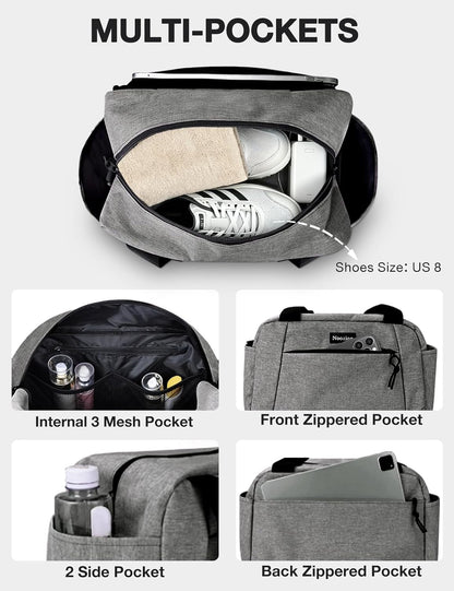14 inch Small Gym Bag for Women & Men, Lightweight Carry On Mini Duffle Bag with Multiple Pockets, Sports Bag for Travel and Workout.