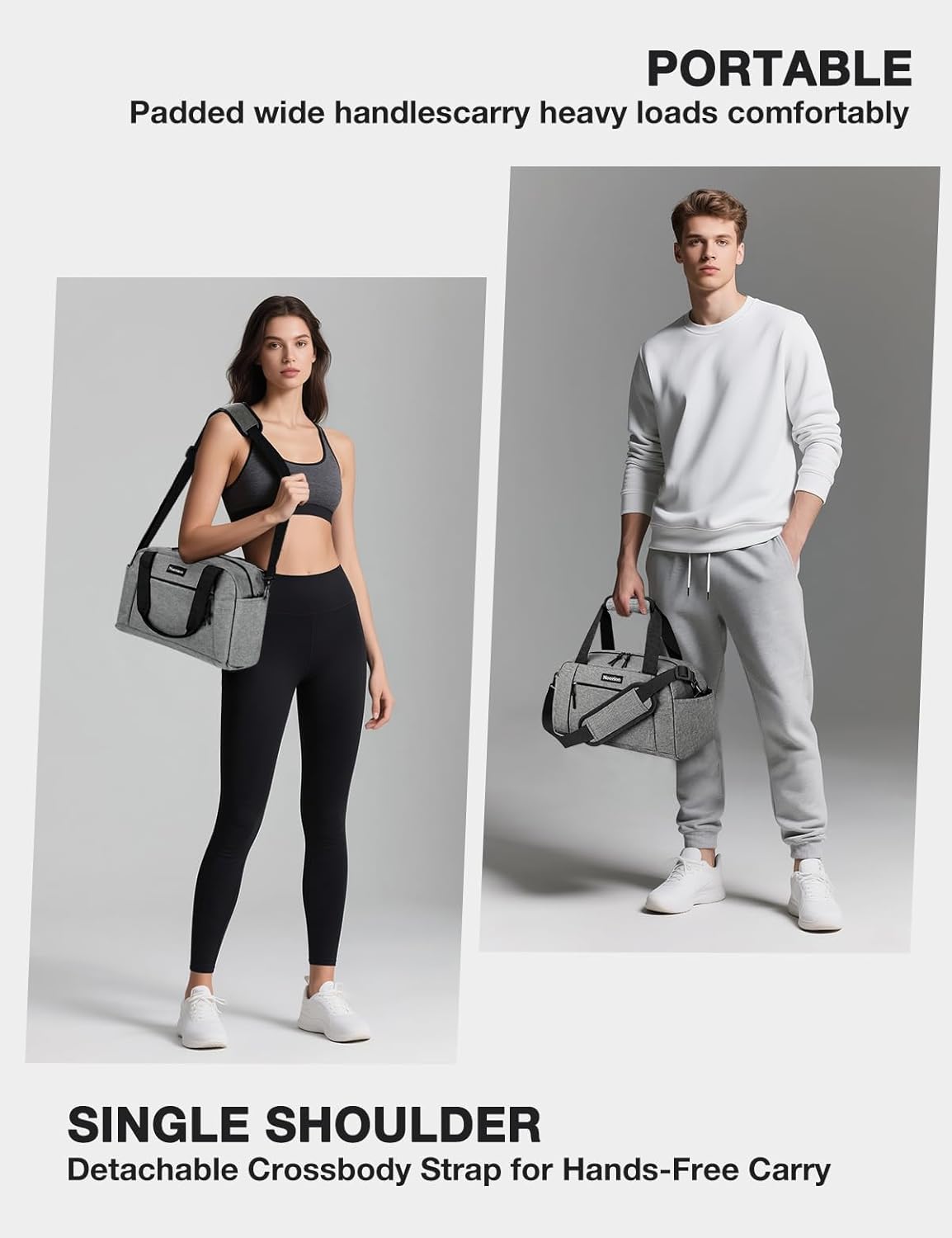 14 inch Small Gym Bag for Women & Men, Lightweight Carry On Mini Duffle Bag with Multiple Pockets, Sports Bag for Travel and Workout.