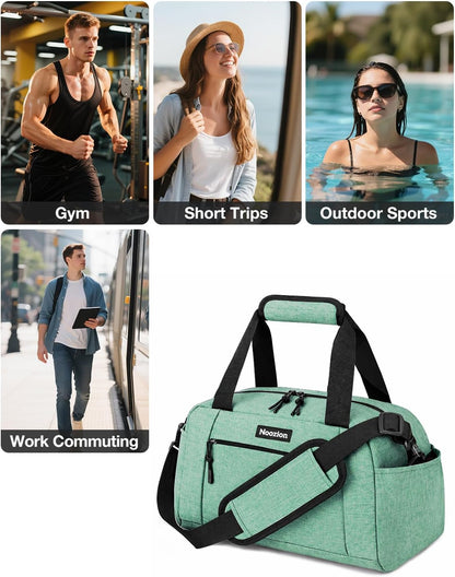 14 inch Small Gym Bag for Women & Men, Lightweight Carry On Mini Duffle Bag with Multiple Pockets, Sports Bag for Travel and Workout.