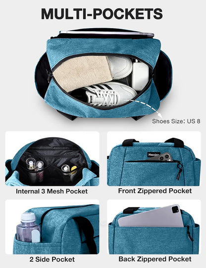 14 inch Small Gym Bag for Women & Men, Lightweight Carry On Mini Duffle Bag with Multiple Pockets, Sports Bag for Travel and Workout.