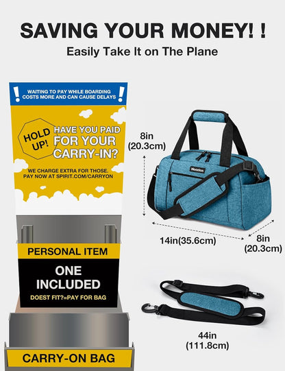 14 inch Small Gym Bag for Women & Men, Lightweight Carry On Mini Duffle Bag with Multiple Pockets, Sports Bag for Travel and Workout.