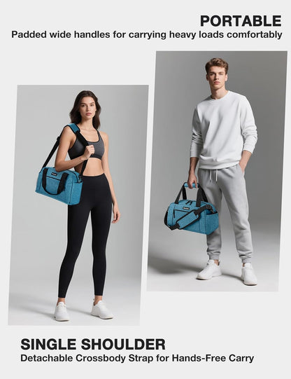 14 inch Small Gym Bag for Women & Men, Lightweight Carry On Mini Duffle Bag with Multiple Pockets, Sports Bag for Travel and Workout.