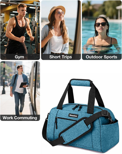 14 inch Small Gym Bag for Women & Men, Lightweight Carry On Mini Duffle Bag with Multiple Pockets, Sports Bag for Travel and Workout.