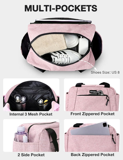 14 inch Small Gym Bag for Women & Men, Lightweight Carry On Mini Duffle Bag with Multiple Pockets, Sports Bag for Travel and Workout.
