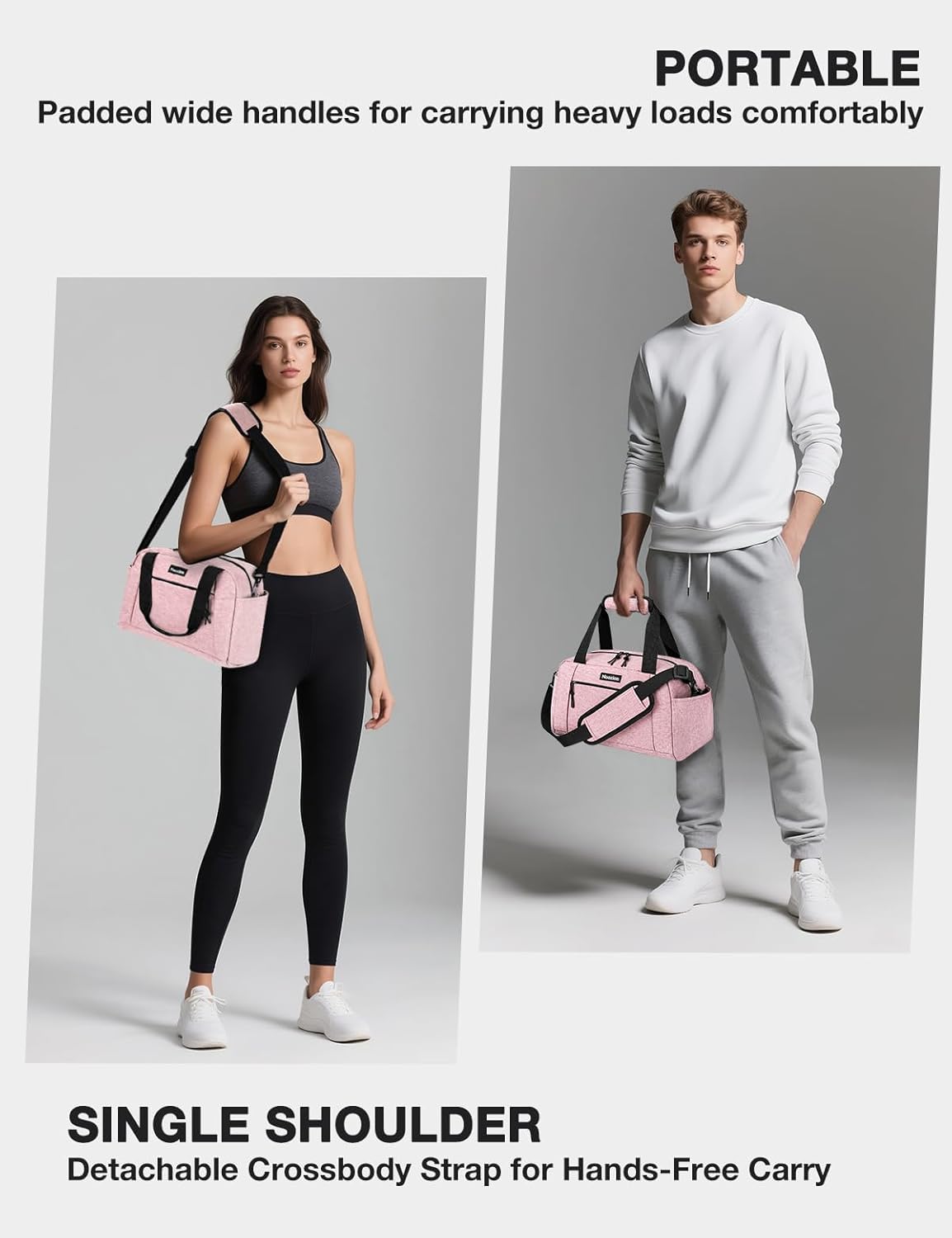 14 inch Small Gym Bag for Women & Men, Lightweight Carry On Mini Duffle Bag with Multiple Pockets, Sports Bag for Travel and Workout.