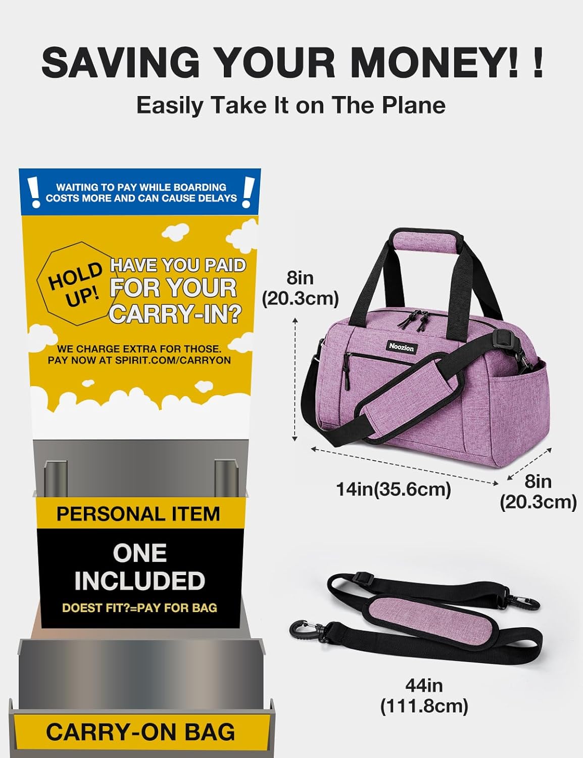 14 inch Small Gym Bag for Women & Men, Lightweight Carry On Mini Duffle Bag with Multiple Pockets, Sports Bag for Travel and Workout.