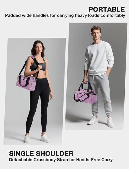 14 inch Small Gym Bag for Women & Men, Lightweight Carry On Mini Duffle Bag with Multiple Pockets, Sports Bag for Travel and Workout.