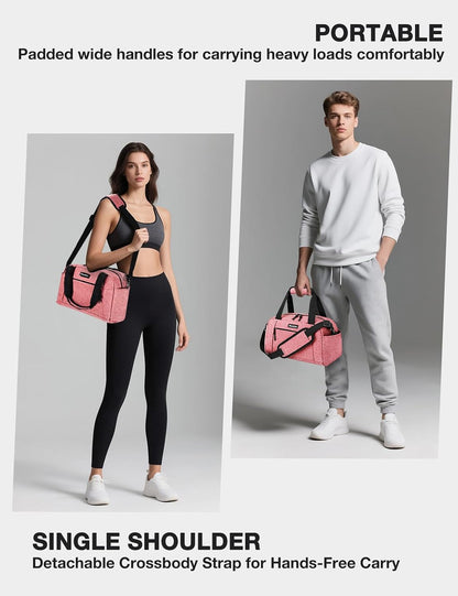 14 inch Small Gym Bag for Women & Men, Lightweight Carry On Mini Duffle Bag with Multiple Pockets, Sports Bag for Travel and Workout.