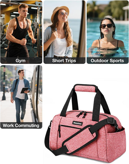 14 inch Small Gym Bag for Women & Men, Lightweight Carry On Mini Duffle Bag with Multiple Pockets, Sports Bag for Travel and Workout.