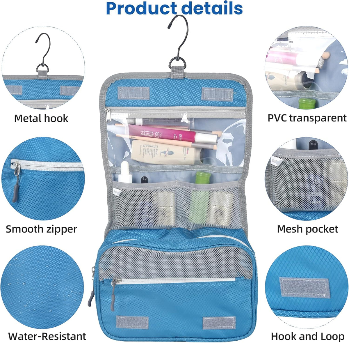 8 Set Expandable Compression Packing Cubes for Suitcases Travel Essentials Carry On Waterproof Storage Bag With Dry And Wet Separation Dark Blue