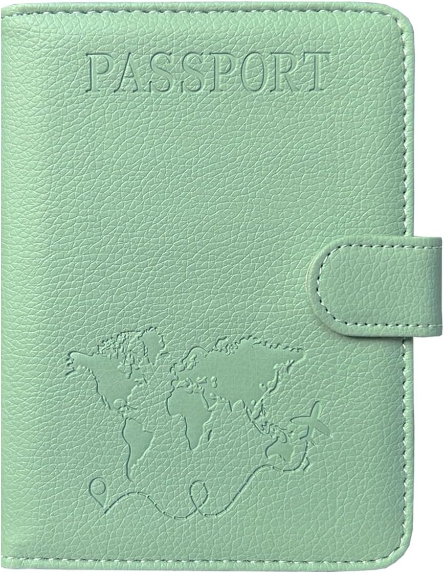 Unisex Faux Leather Passport and Vaccine Card Holder, Glitter Purple, RFID Blocking, Protects Valuable Information