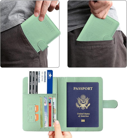 Unisex Faux Leather Passport and Vaccine Card Holder, Glitter Purple, RFID Blocking, Protects Valuable Information