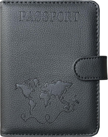Unisex Faux Leather Passport and Vaccine Card Holder, Glitter Purple, RFID Blocking, Protects Valuable Information