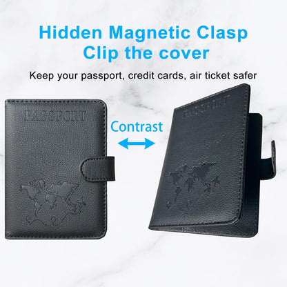 Unisex Faux Leather Passport and Vaccine Card Holder, Glitter Purple, RFID Blocking, Protects Valuable Information