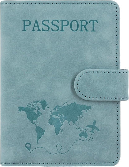 Unisex Faux Leather Passport and Vaccine Card Holder, Glitter Purple, RFID Blocking, Protects Valuable Information