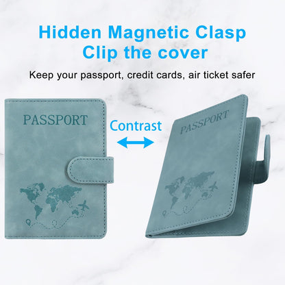Unisex Faux Leather Passport and Vaccine Card Holder, Glitter Purple, RFID Blocking, Protects Valuable Information