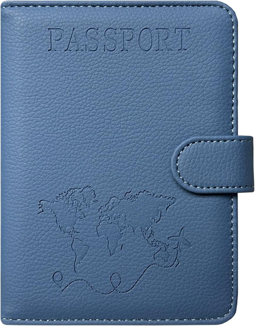 Unisex Faux Leather Passport and Vaccine Card Holder, Glitter Purple, RFID Blocking, Protects Valuable Information