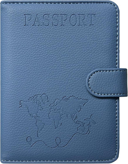 Unisex Faux Leather Passport and Vaccine Card Holder, Glitter Purple, RFID Blocking, Protects Valuable Information