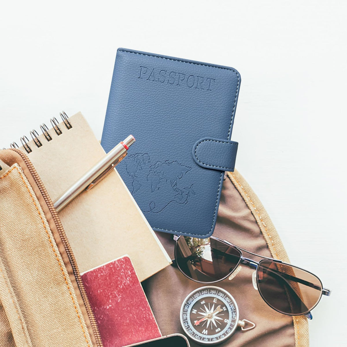 Unisex Faux Leather Passport and Vaccine Card Holder, Glitter Purple, RFID Blocking, Protects Valuable Information