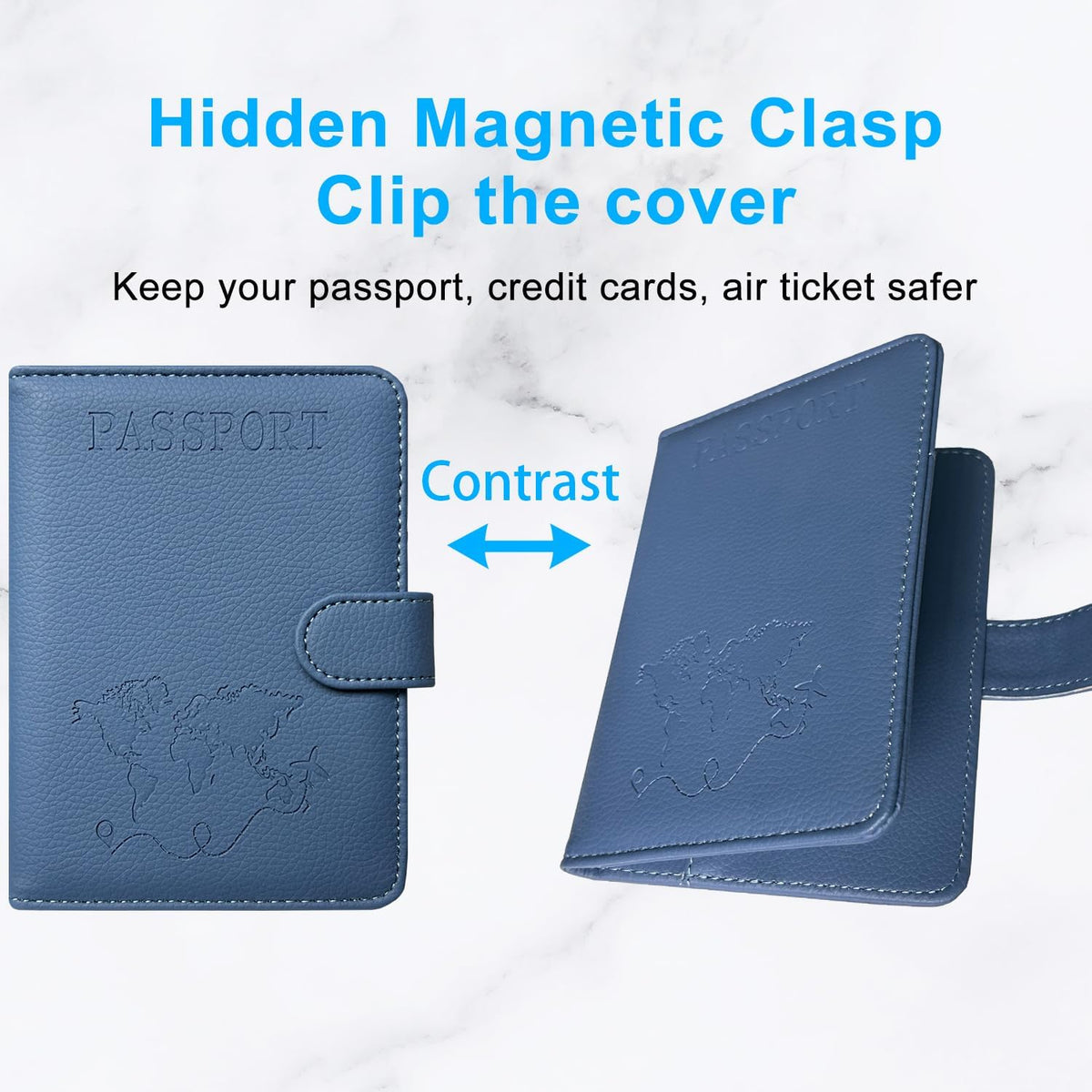 Unisex Faux Leather Passport and Vaccine Card Holder, Glitter Purple, RFID Blocking, Protects Valuable Information