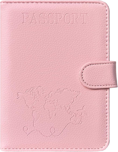 Unisex Faux Leather Passport and Vaccine Card Holder, Glitter Purple, RFID Blocking, Protects Valuable Information