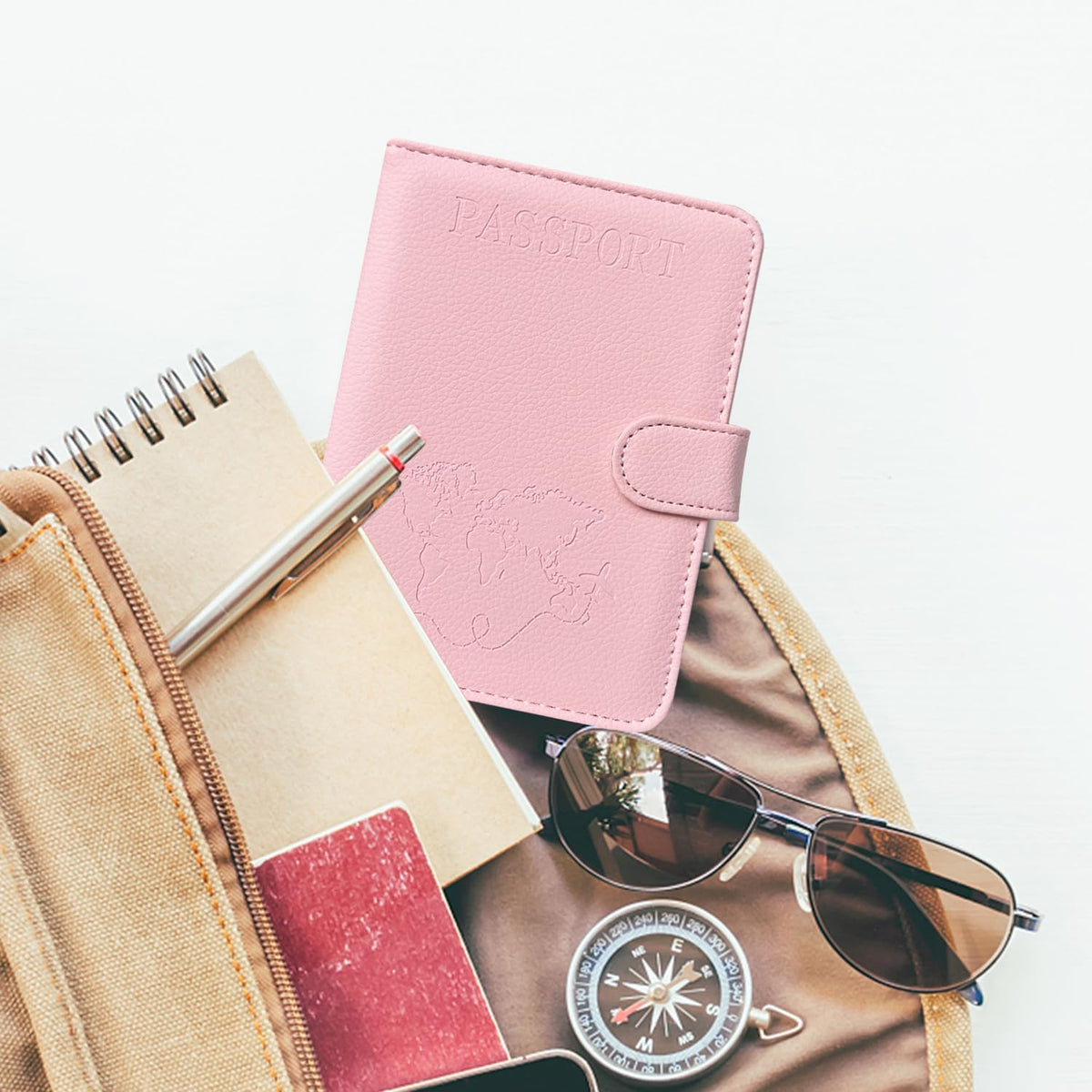 Unisex Faux Leather Passport and Vaccine Card Holder, Glitter Purple, RFID Blocking, Protects Valuable Information