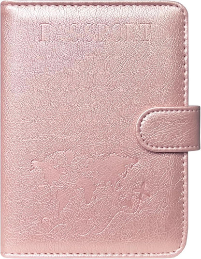 Unisex Faux Leather Passport and Vaccine Card Holder, Glitter Purple, RFID Blocking, Protects Valuable Information