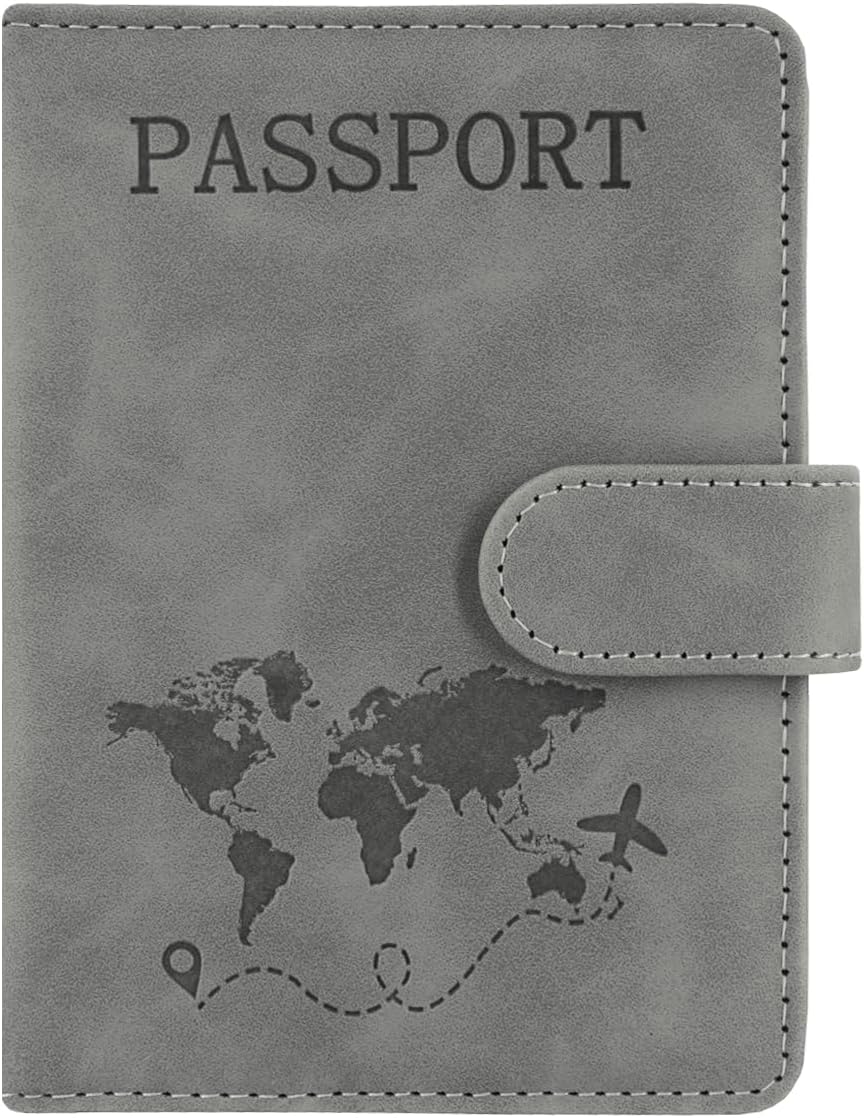 Unisex Faux Leather Passport and Vaccine Card Holder, Glitter Purple, RFID Blocking, Protects Valuable Information