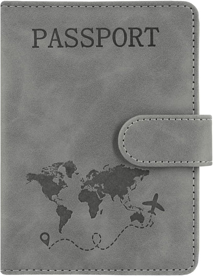 Unisex Faux Leather Passport and Vaccine Card Holder, Glitter Purple, RFID Blocking, Protects Valuable Information