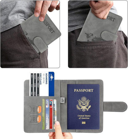 Unisex Faux Leather Passport and Vaccine Card Holder, Glitter Purple, RFID Blocking, Protects Valuable Information