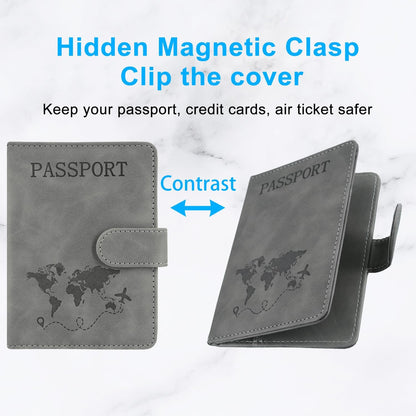 Unisex Faux Leather Passport and Vaccine Card Holder, Glitter Purple, RFID Blocking, Protects Valuable Information