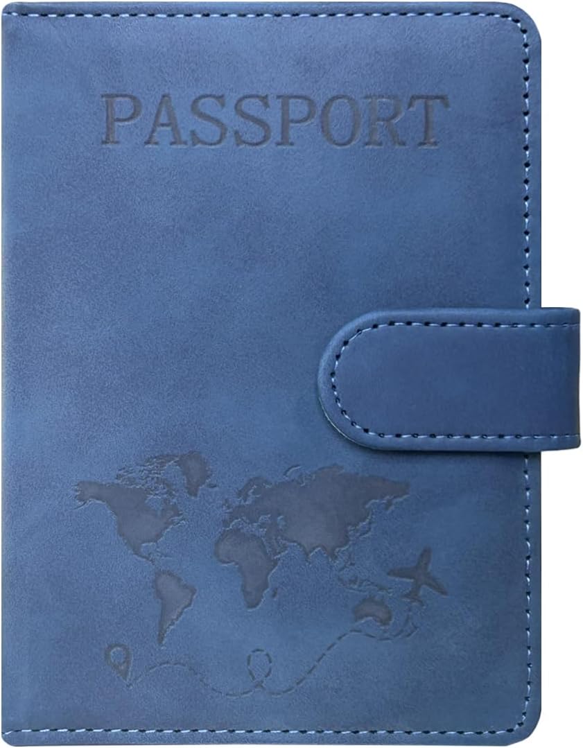 Unisex Faux Leather Passport and Vaccine Card Holder, Glitter Purple, RFID Blocking, Protects Valuable Information