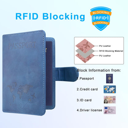 Unisex Faux Leather Passport and Vaccine Card Holder, Glitter Purple, RFID Blocking, Protects Valuable Information