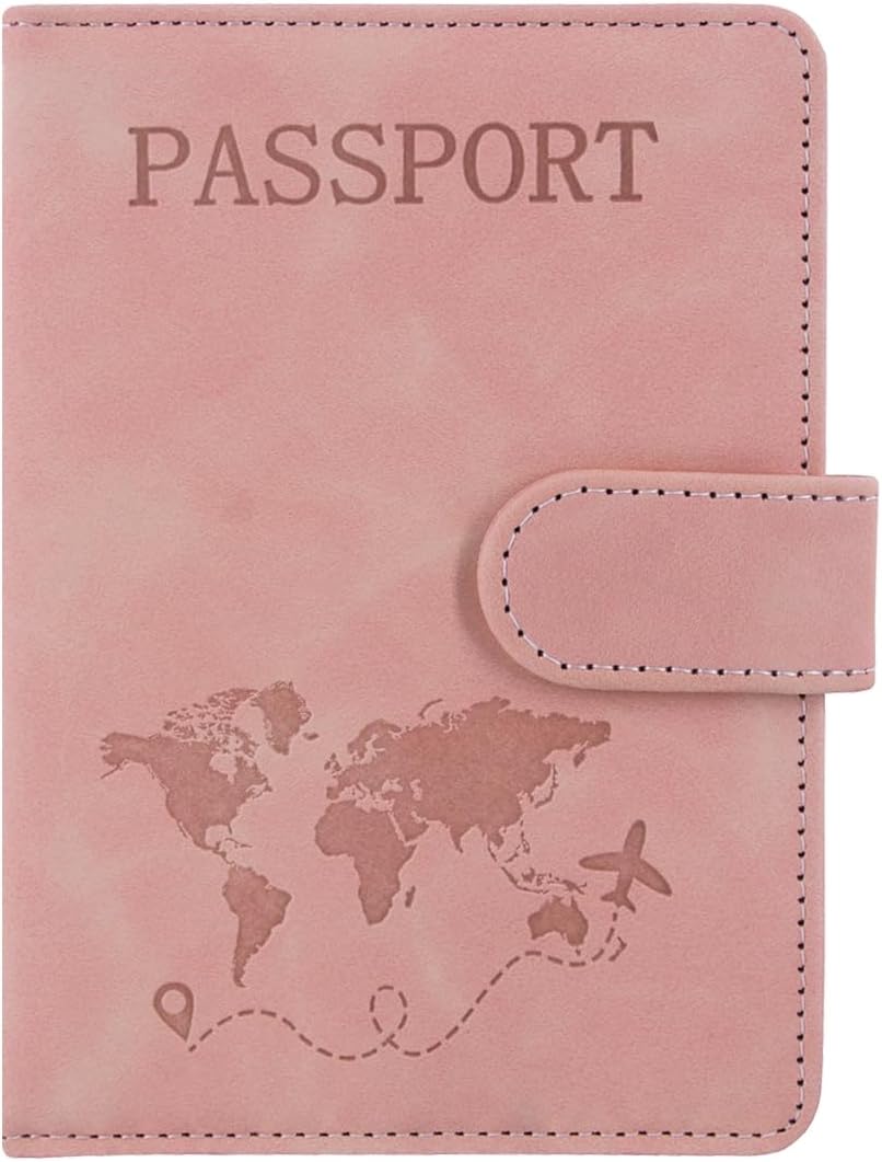 Unisex Faux Leather Passport and Vaccine Card Holder, Glitter Purple, RFID Blocking, Protects Valuable Information