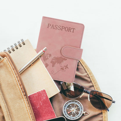 Unisex Faux Leather Passport and Vaccine Card Holder, Glitter Purple, RFID Blocking, Protects Valuable Information