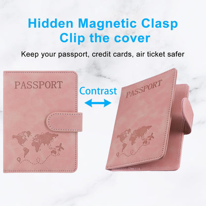 Unisex Faux Leather Passport and Vaccine Card Holder, Glitter Purple, RFID Blocking, Protects Valuable Information