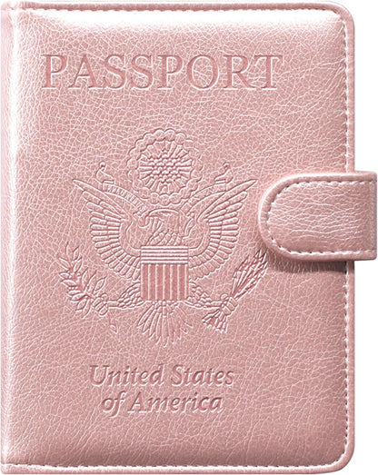 Unisex Faux Leather Passport and Vaccine Card Holder, Glitter Purple, RFID Blocking, Protects Valuable Information