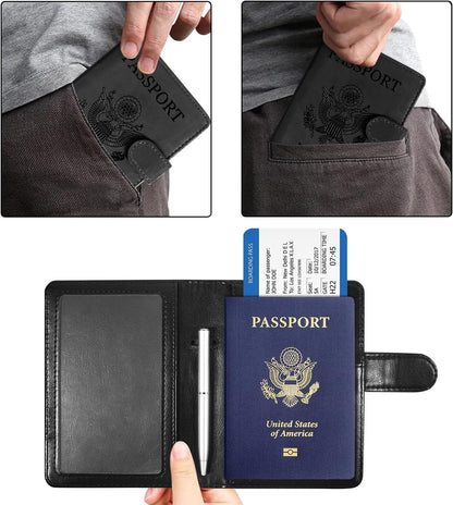Unisex Faux Leather Passport and Vaccine Card Holder, Glitter Purple, RFID Blocking, Protects Valuable Information