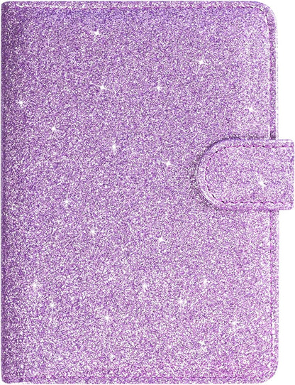Unisex Faux Leather Passport and Vaccine Card Holder, Glitter Purple, RFID Blocking, Protects Valuable Information